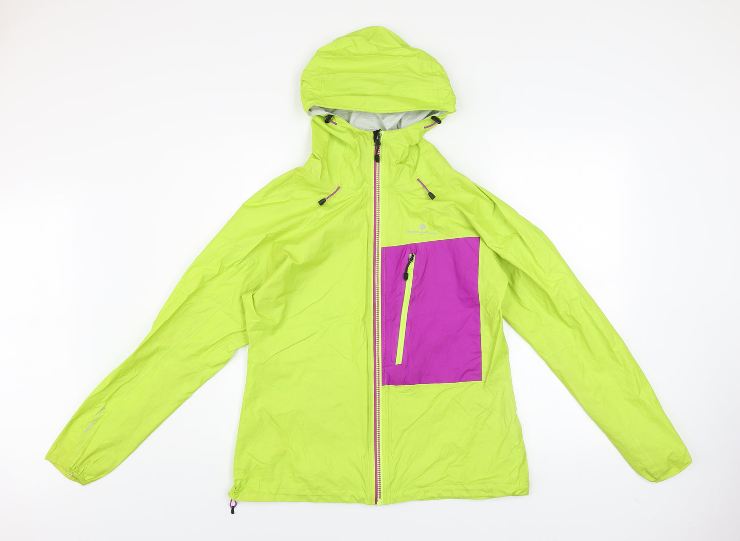 Ronhill Women's Green Windbreaker Jacket Size 12 Hooded Lightweight Outdoor