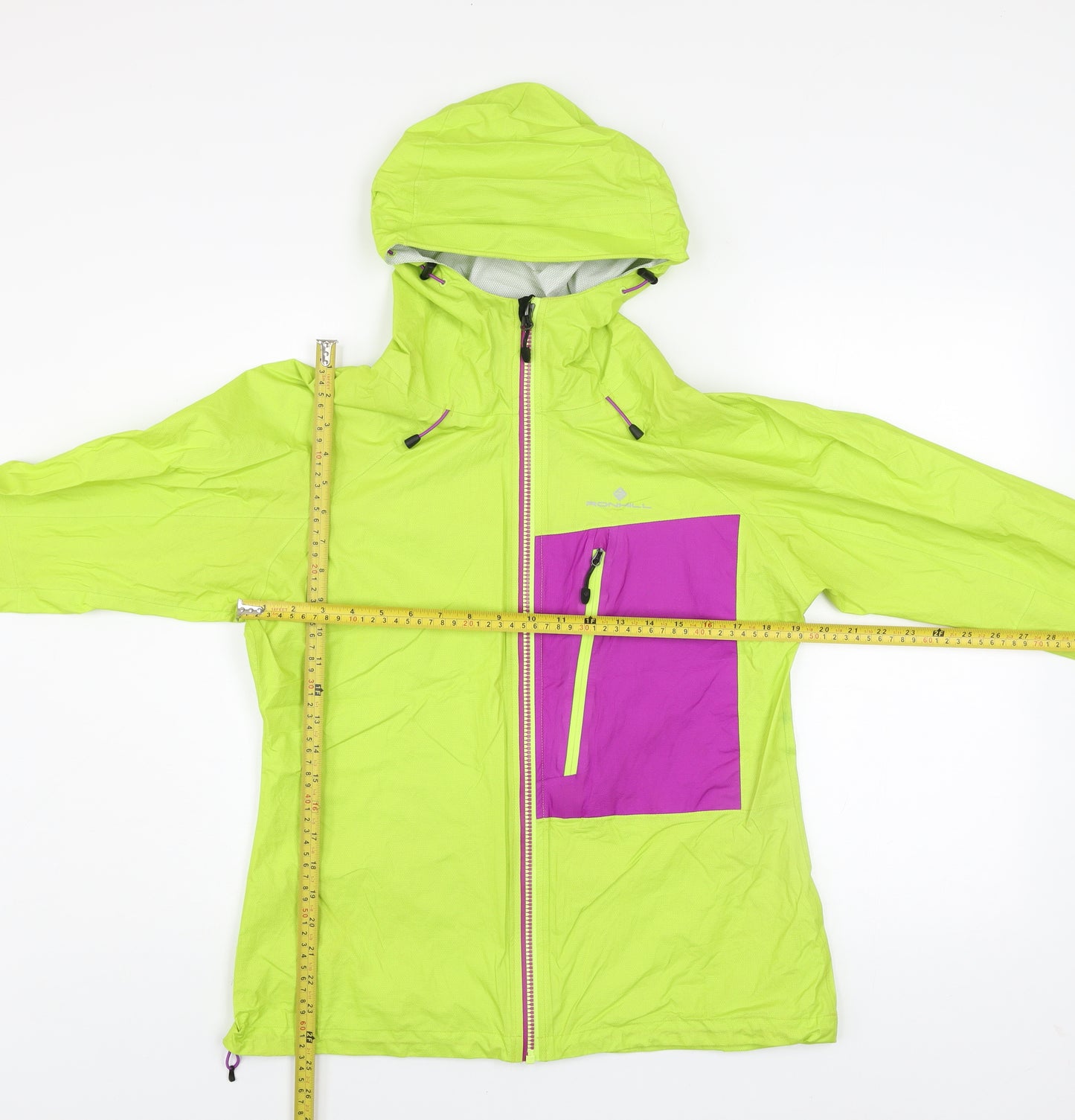 Ronhill Women's Green Windbreaker Jacket Size 12 Hooded Lightweight Outdoor