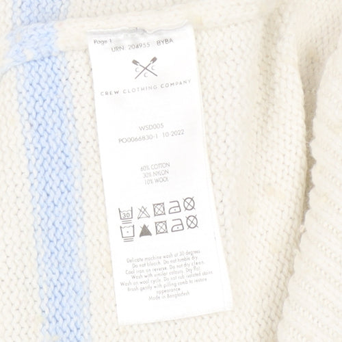 Crew Clothing Women’s White Blue Roll Neck Striped Jumper Size 10