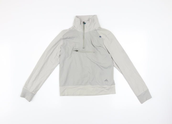 Adidas Women’s Grey 1/4 Zip Pullover Sweatshirt Size 10
