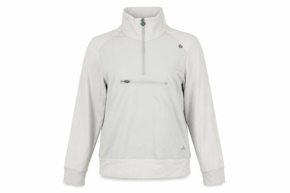 Front view of Adidas Women’s Grey 1/4 Zip Pullover Sweatshirt, size UK 10