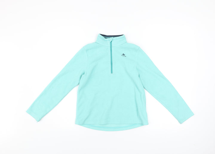 Quechua Girls Turquoise Fleece Half Zip Sweatshirt 8-9 Years