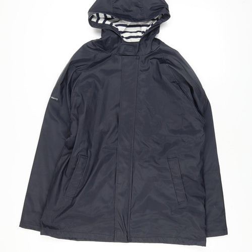 Les Trois Mats Womens Blue Waterproof Hooded Rain Jacket Size 14