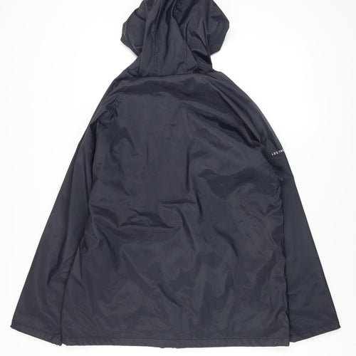 Les Trois Mats Womens Blue Waterproof Hooded Rain Jacket Size 14