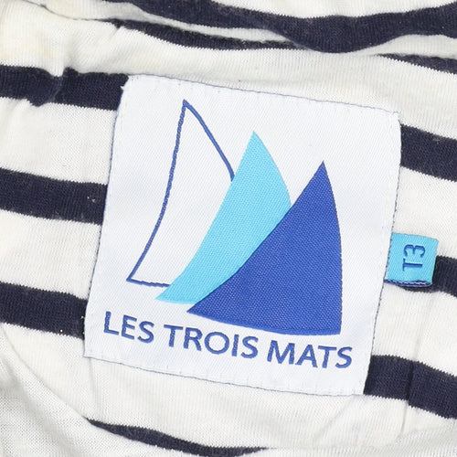 Les Trois Mats Womens Blue Waterproof Hooded Rain Jacket Size 14