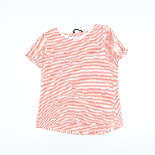 Dunnes Women’s Orange Striped Short Sleeve Cotton T-Shirt Size 14