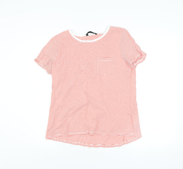 Dunnes Women’s Orange Striped Short Sleeve Cotton T-Shirt Size 14