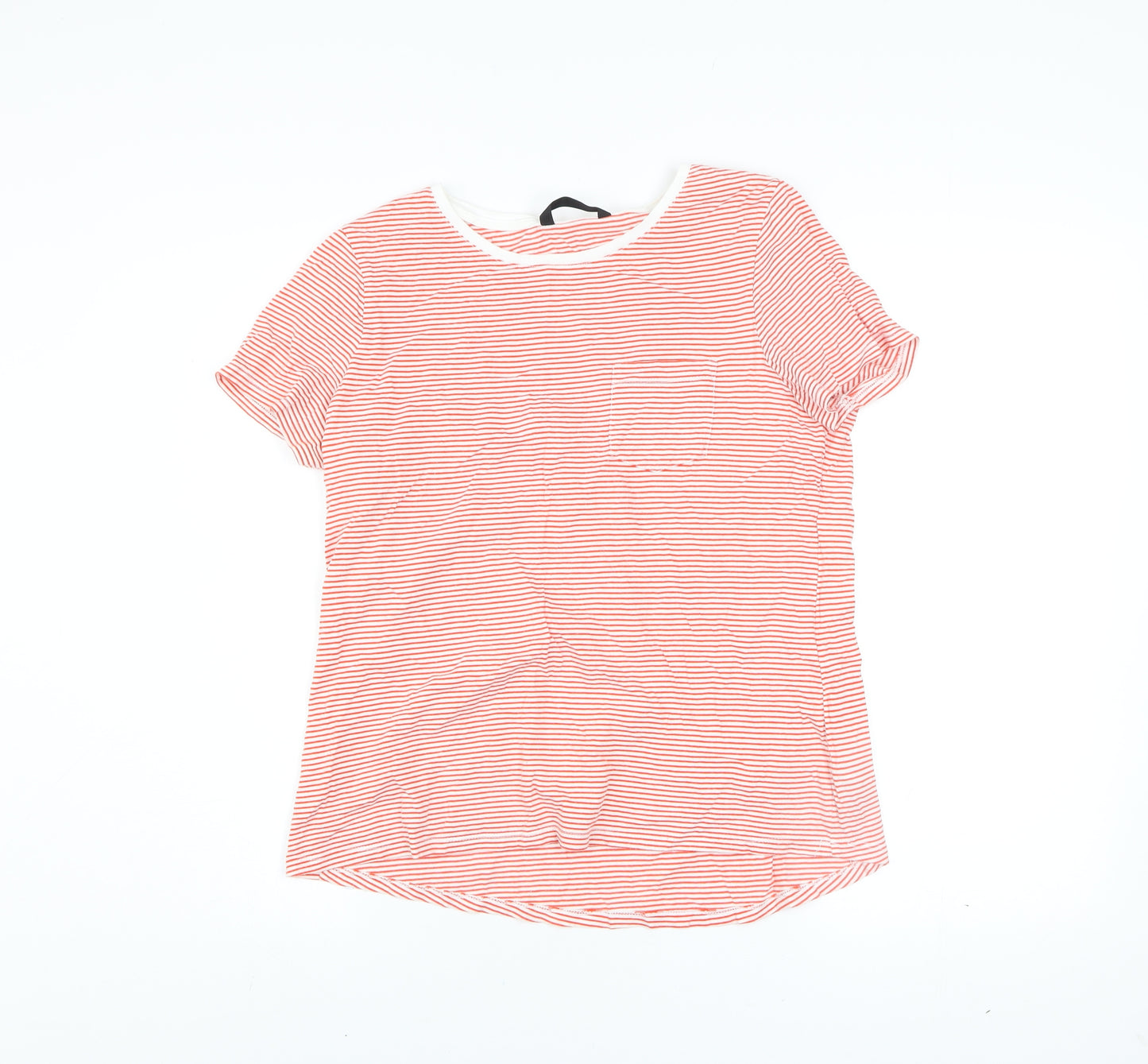 Dunnes Women’s Orange Striped Short Sleeve Cotton T-Shirt Size 14