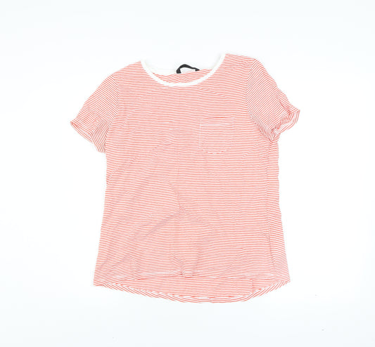 Dunnes Women’s Orange Striped Short Sleeve Cotton T-Shirt Size 14