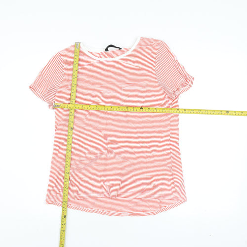 Dunnes Women’s Orange Striped Short Sleeve Cotton T-Shirt Size 14