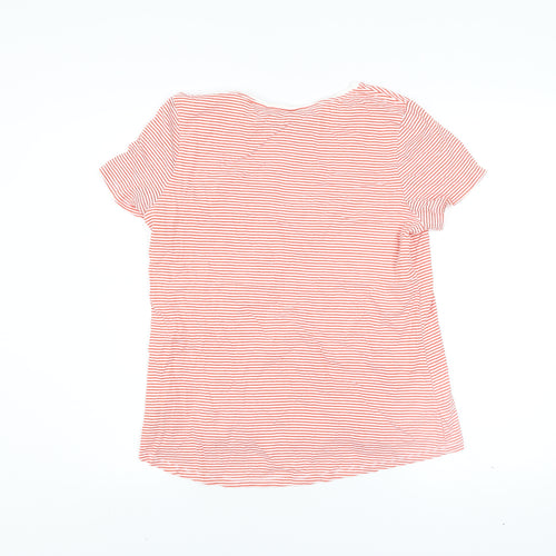 Dunnes Women’s Orange Striped Short Sleeve Cotton T-Shirt Size 14