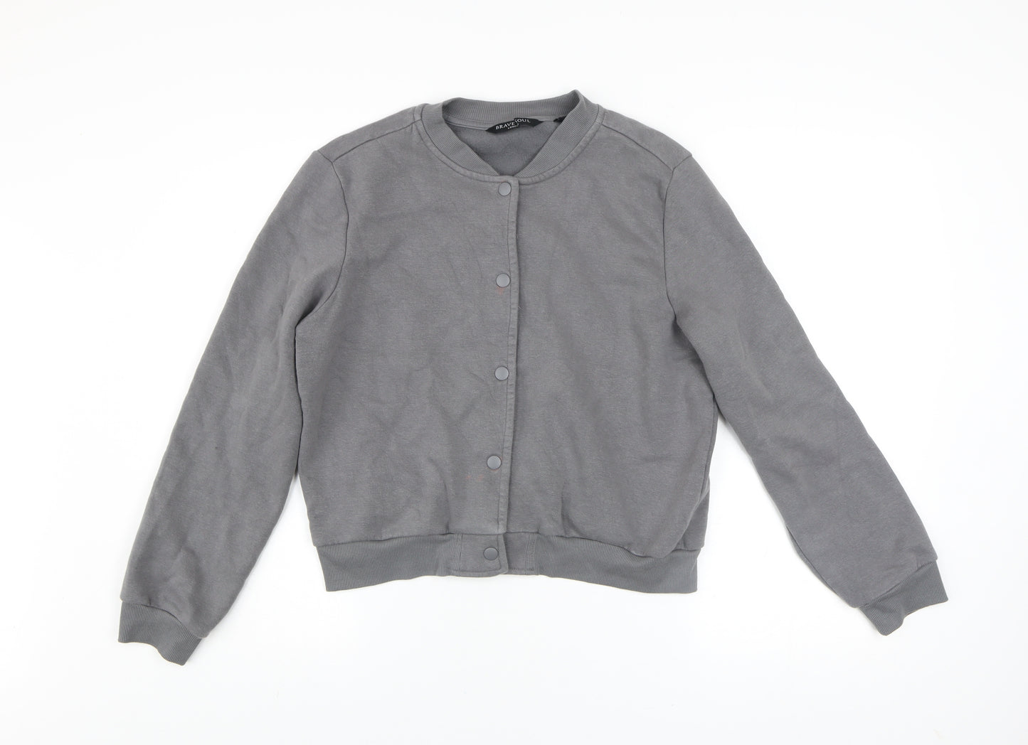 Brave Soul Women's Grey Small Basic Bomber Jacket Cotton Blend