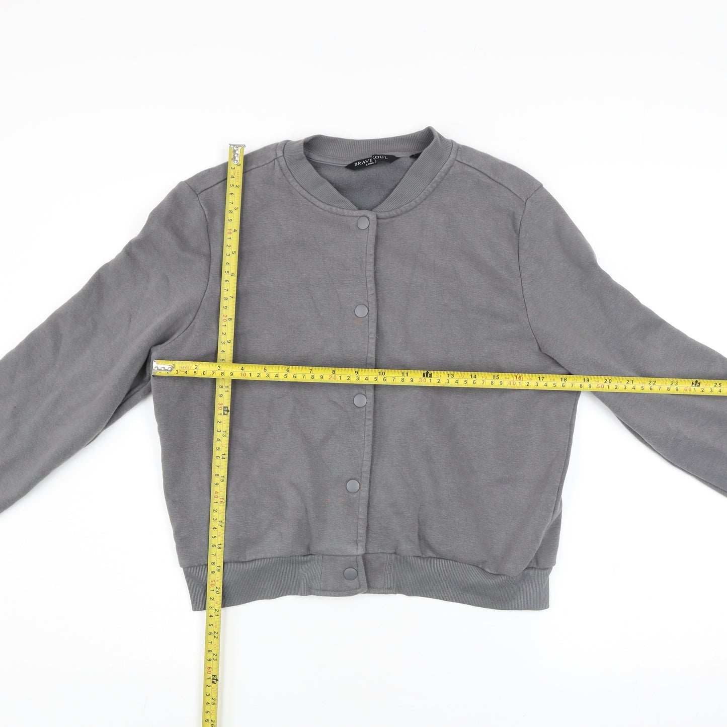 Brave Soul Women's Grey Small Basic Bomber Jacket Cotton Blend