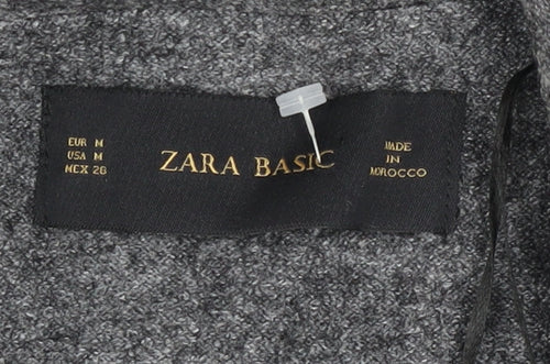 Zara Women Grey Wool Blend Belted Long Waistcoat Size 12