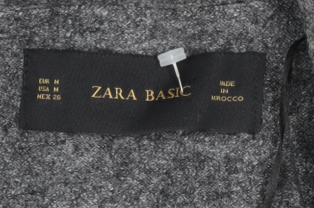 Zara Women Grey Wool Blend Belted Long Waistcoat Size 12
