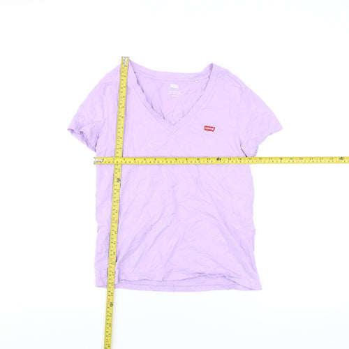 Levi's Women's Purple Cotton V-Neck Short Sleeve T-Shirt XS