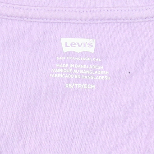 Levi's Women's Purple Cotton V-Neck Short Sleeve T-Shirt XS