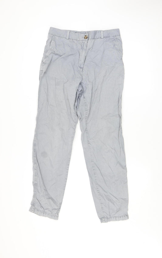 Marks and Spencer Womens Grey Chino Trousers Size 12 Regular Cotton