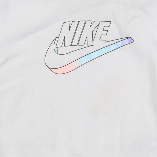 Nike Girls White Pullover Hoodie 2 Years Fleece Logo Hooded Sweatshirt