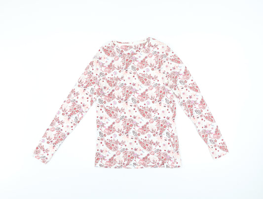 Tu Women’s Pink Floral Long Sleeve Cotton Jersey Top Size 12