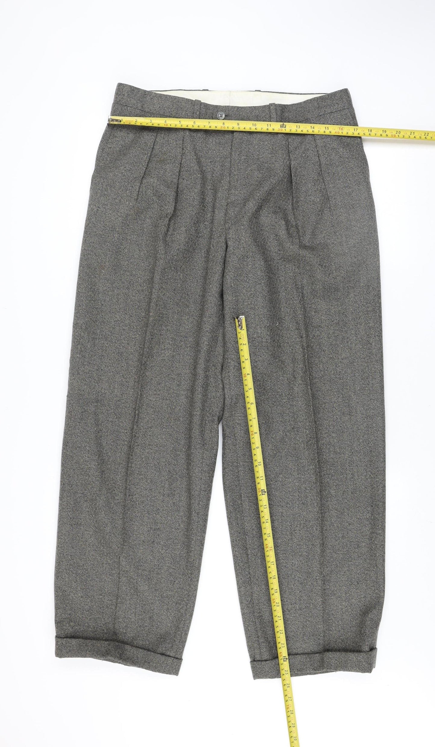 Florentino Men's Grey Wool Pleated Dress Trousers Size 34