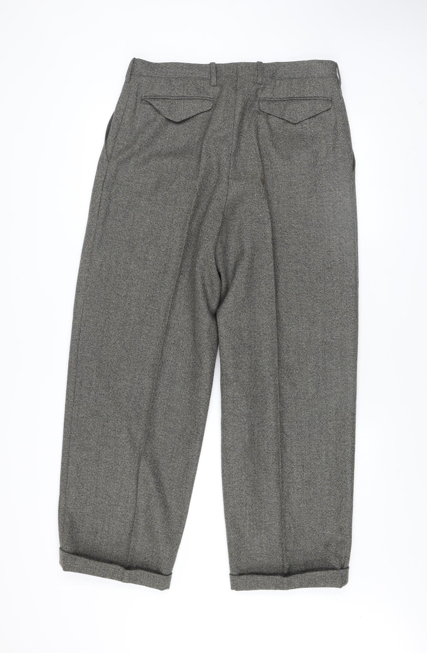 Florentino Men's Grey Wool Pleated Dress Trousers Size 34