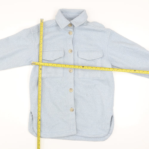 H&M Women’s Blue Fleece Button Jacket XS Casual Mid-Length