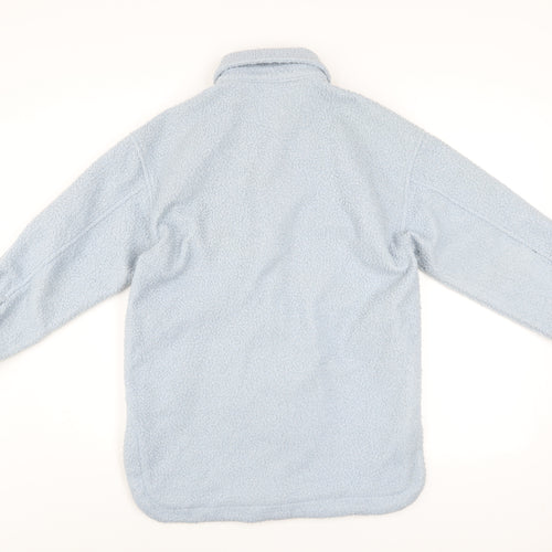 H&M Women’s Blue Fleece Button Jacket XS Casual Mid-Length