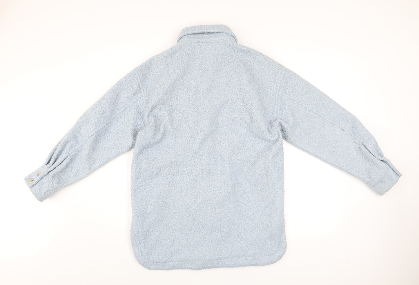 H&M Women’s Blue Fleece Button Jacket XS Casual Mid-Length