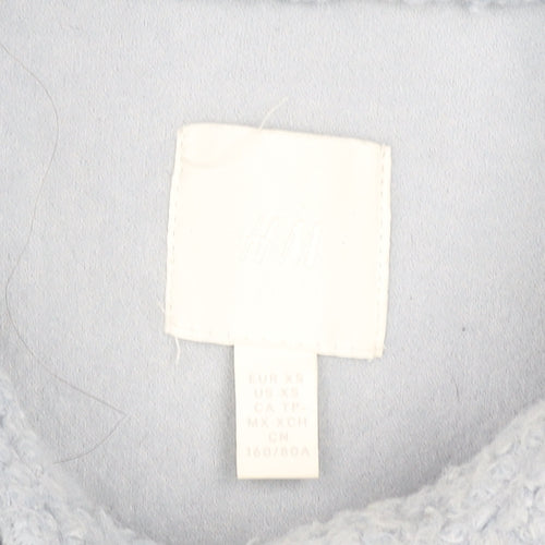 H&M Women’s Blue Fleece Button Jacket XS Casual Mid-Length