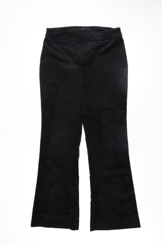 Up! Women's Black Regular Fit Flared Stretch Trousers Size 10