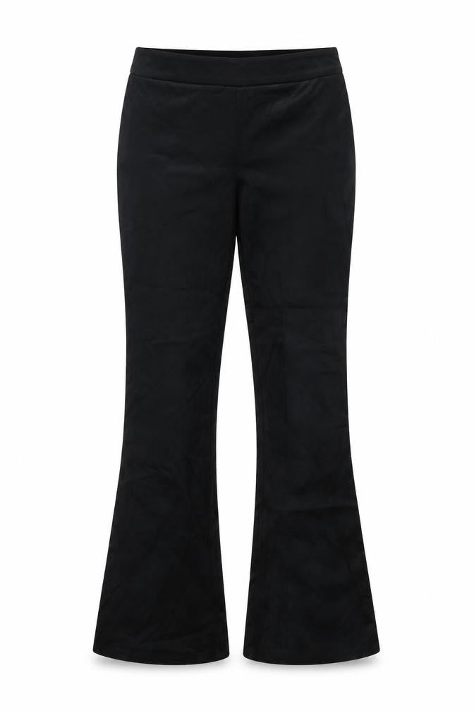 Front view of Up! Women's Black Regular Fit Flared Stretch Trousers, size 10