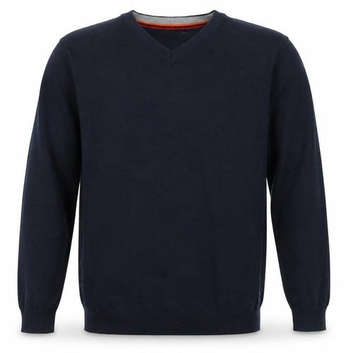 Sandstone Men's Navy Cotton V-Neck Jumper Size L Lightweight Knit