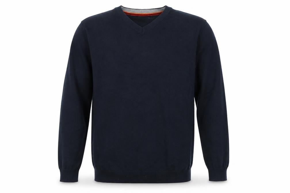 Sandstone Men's Navy Cotton V-Neck Jumper Size L Lightweight Knit