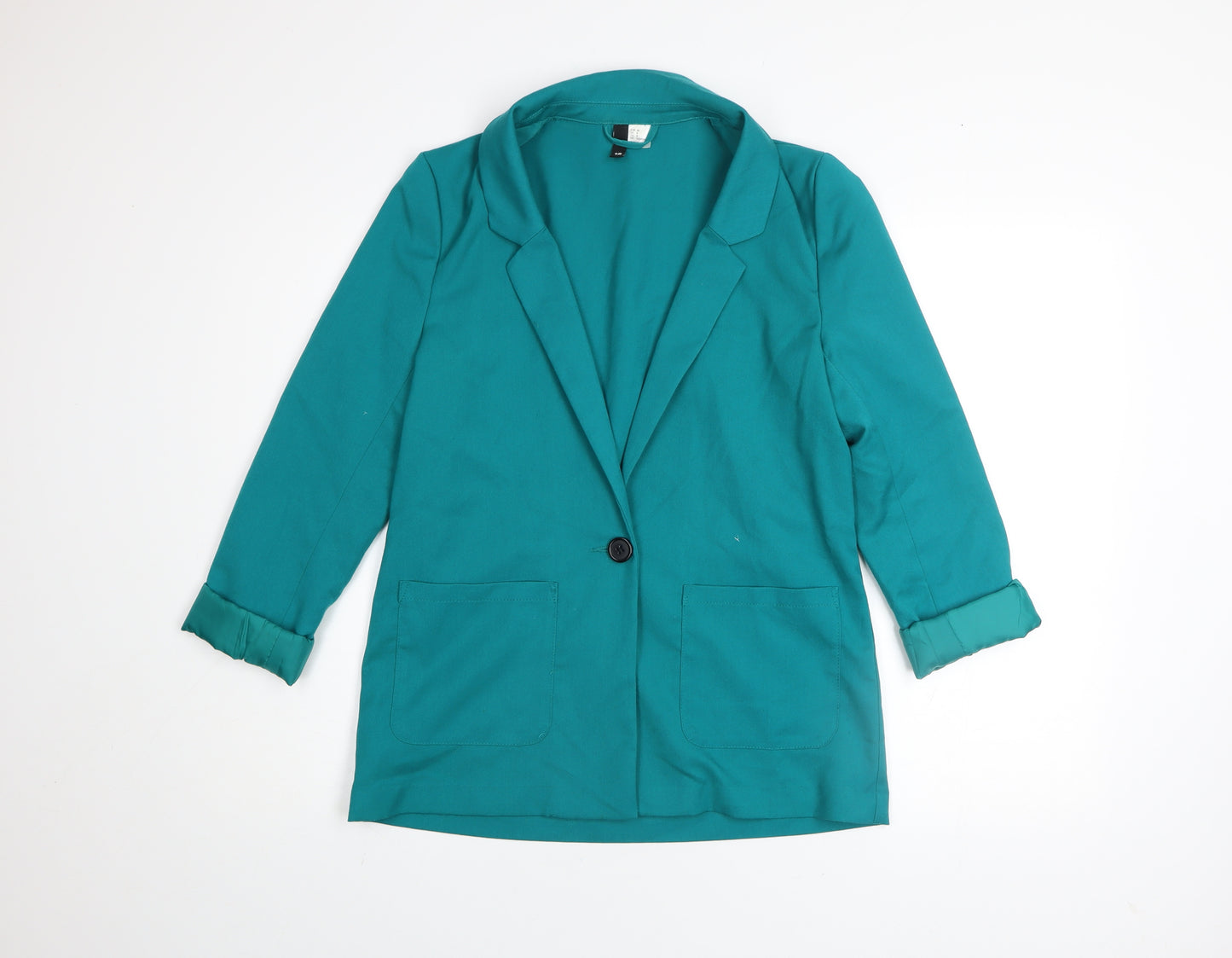 H&M Divided Women Green Cotton Blend Blazer Size 10