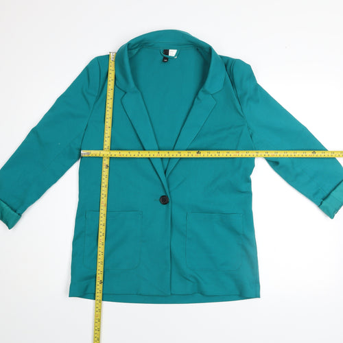 H&M Divided Women Green Cotton Blend Blazer Size 10