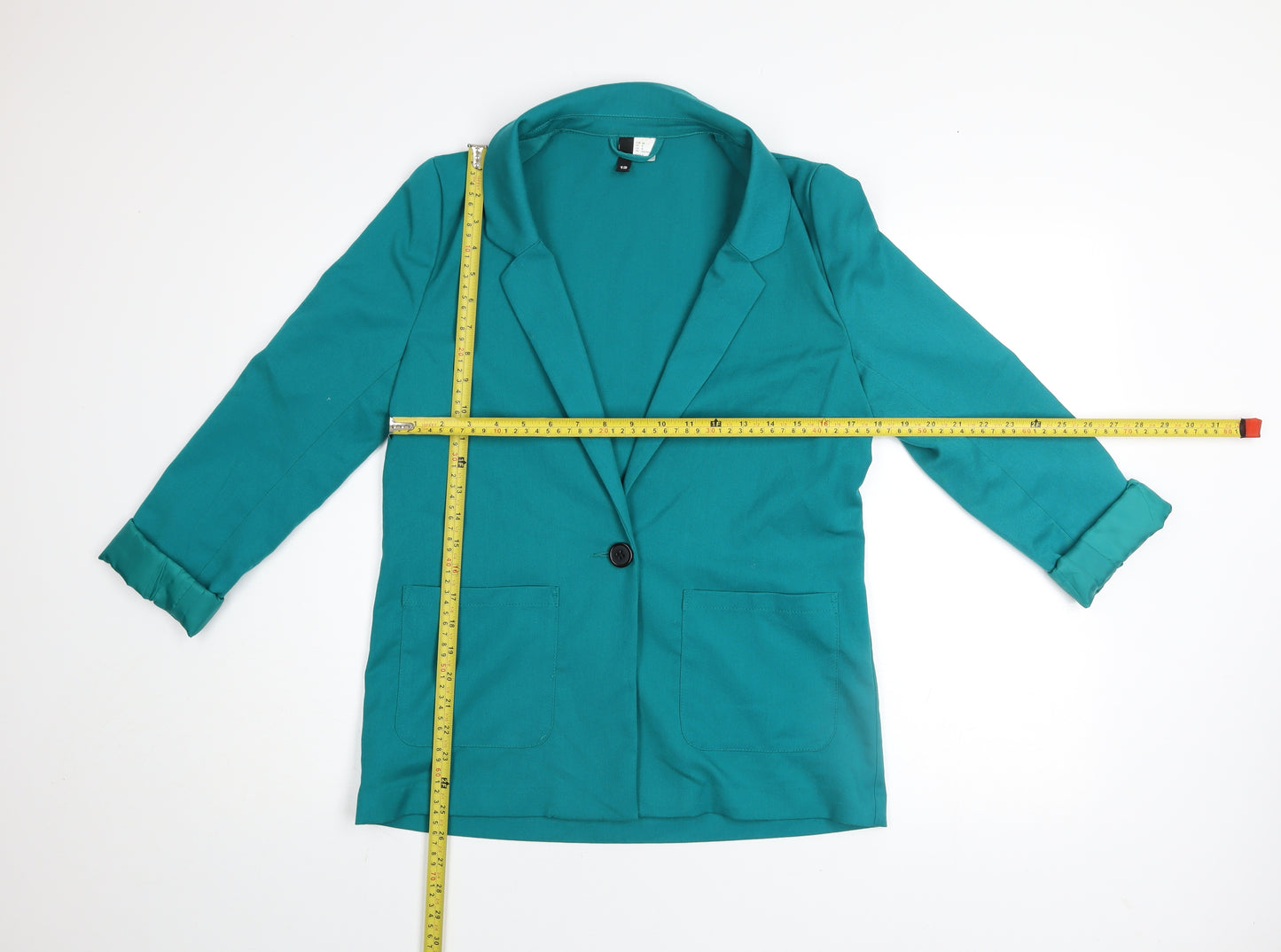 H&M Divided Women Green Cotton Blend Blazer Size 10