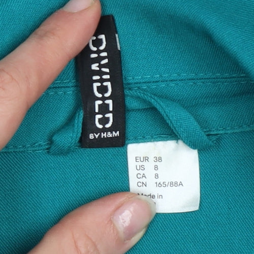 H&M Divided Women Green Cotton Blend Blazer Size 10