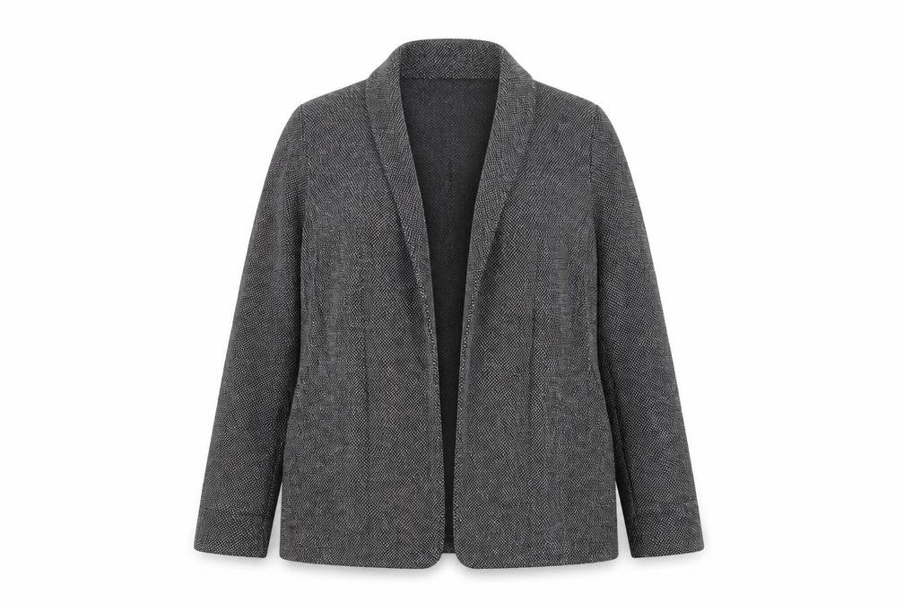 Front view of New Look Women's Grey Herringbone Blazer Jacket, size 8