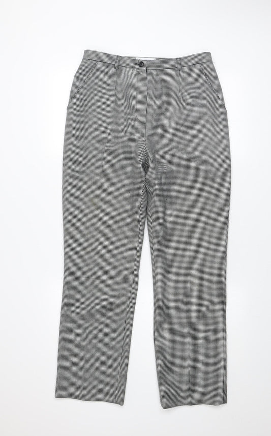 Cotswold Collections Womens Black Houndstooth Wool Blend Pleated Trousers Size 12