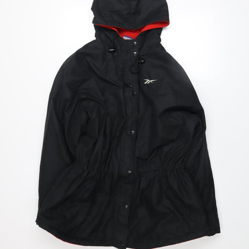 Reebok Womens Black Hooded Anorak XL Vintage Sports Jacket