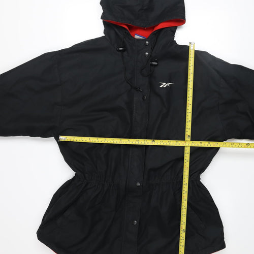 Reebok Womens Black Hooded Anorak XL Vintage Sports Jacket