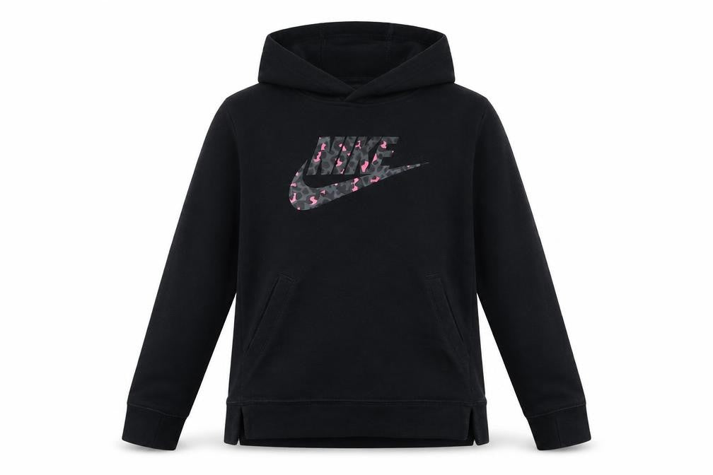 Nike Girls Black Pullover Hoodie Fleece Logo Sweatshirt Size 146