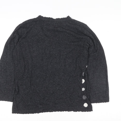 CC Women’s Grey Polka Dot V-Neck 3/4 Sleeve Angora Jumper M