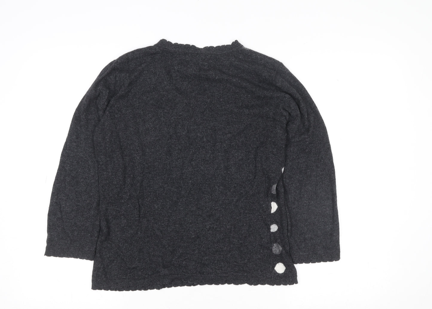 CC Women’s Grey Polka Dot V-Neck 3/4 Sleeve Angora Jumper M