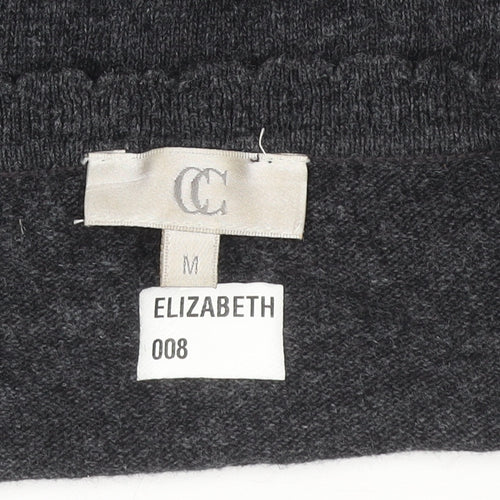 CC Women’s Grey Polka Dot V-Neck 3/4 Sleeve Angora Jumper M