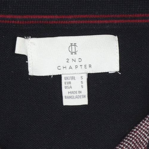 2nd Chapter Men's Black Argyle Cotton Henley Jumper Size S