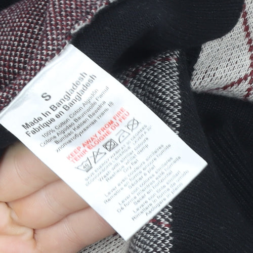 2nd Chapter Men's Black Argyle Cotton Henley Jumper Size S