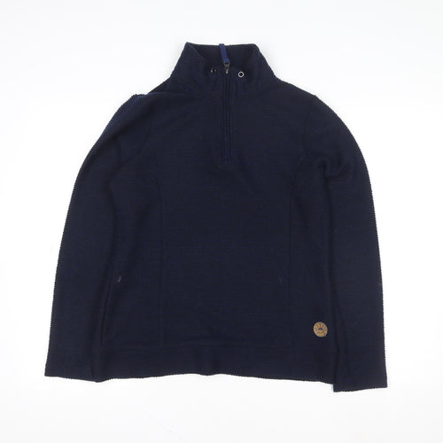 Crane Men Blue High Neck 1/2 Zip Pullover Sweatshirt M