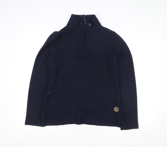 Crane Men Blue High Neck 1/2 Zip Pullover Sweatshirt M